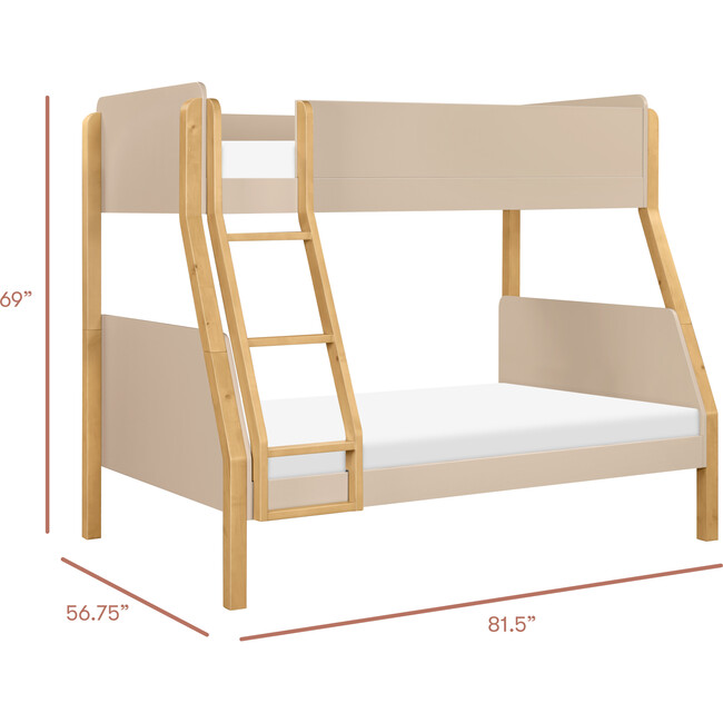 TipToe Twin-Over-Full Bunk Bed in Taupe and Honey - Bunk Beds - 3
