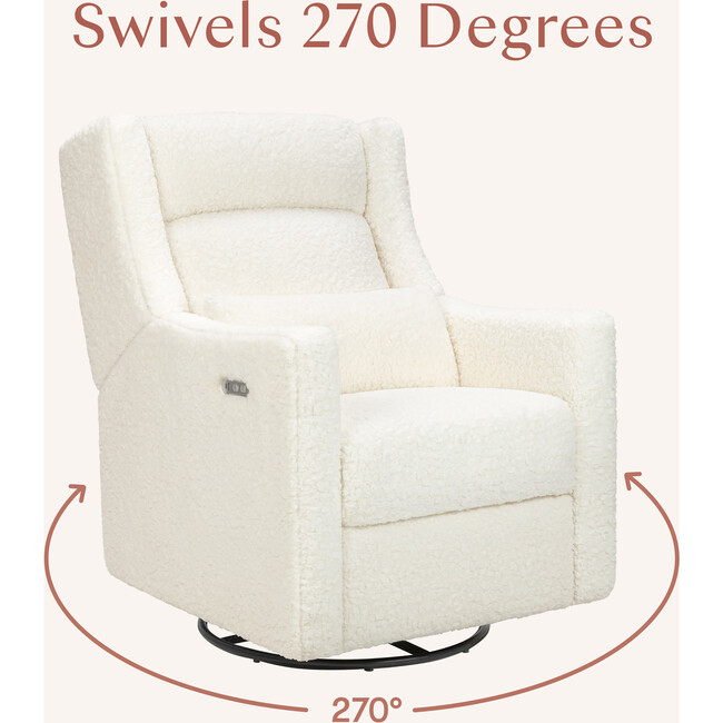 Kiwi Plus Power Glider Recliner w/ Power Headrest in Cream Shearling - Nursery Chairs - 4