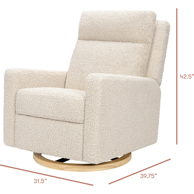 Sigi Pro Power Glider Recliner w/ Power Lumbar in Almond Teddy Loop w/Light Wood Base - Nursery Chairs - 5