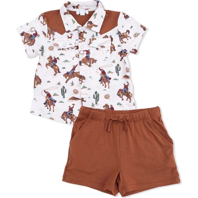 Buckaroo Western - Short Sleeve Western Pearl Snap Shirt with Casual Short