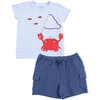 Sailor Sea Creatures Appliques - Crew Neck Tee with Cargo Short - Mixed Apparel Set - 1 - thumbnail