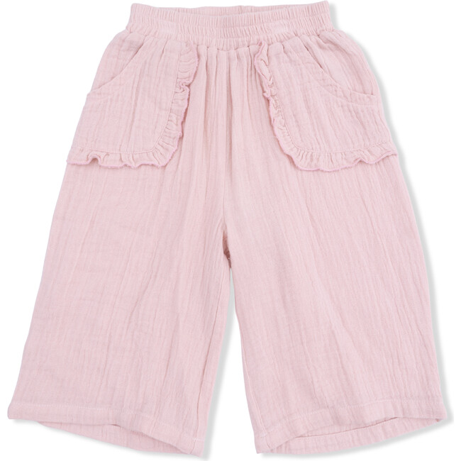 Solid Muslin Lotus - Wide Leg Pant with Ruffle Pocket
