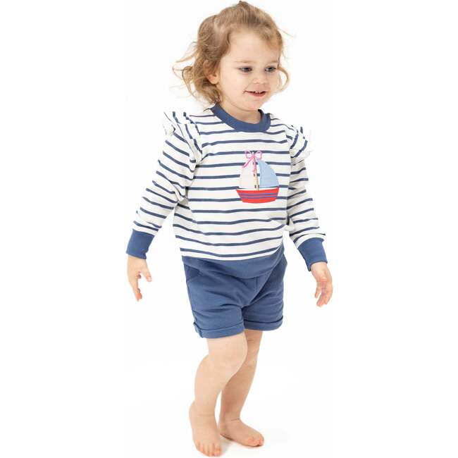 Bubbly Sailboat - Ruffle Sweatshirt & Paperbag Short