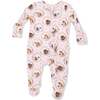 Farm Animals Floral Cameos Pink - 2 Way Ruffle Back Zipper Footie - Footie Pajamas - 2