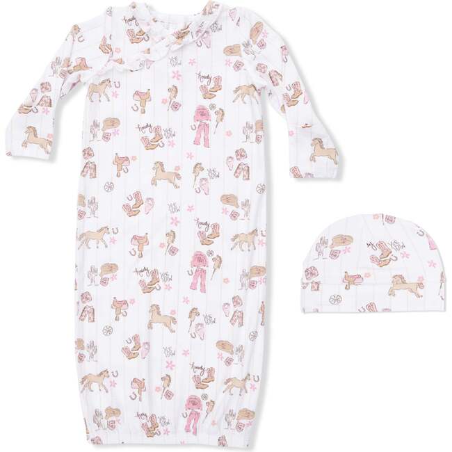 Cowgirl Nursery - Kimono Gown & Ruffle Knotted Hat