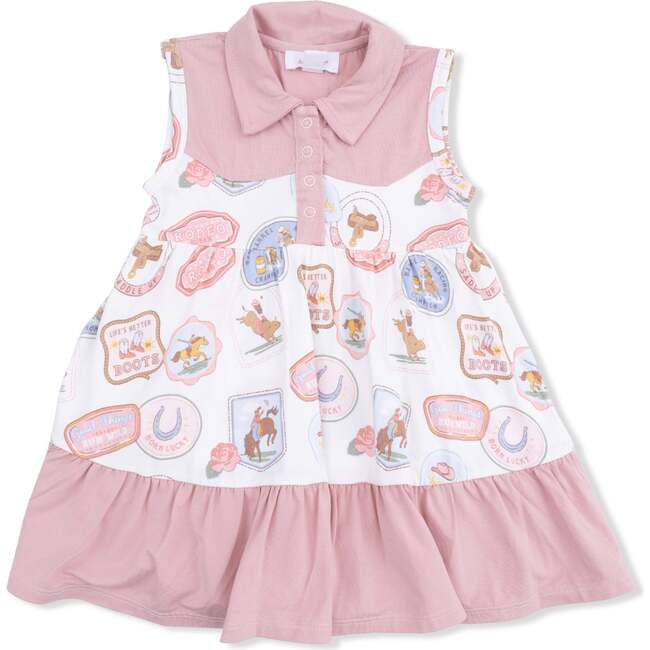 Rodeo Patches Pink - Cowboy Bodysuit Dress