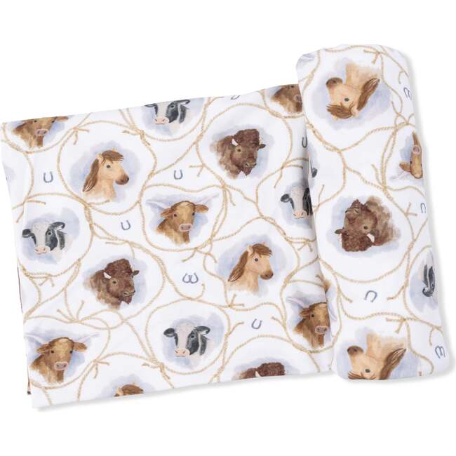 Farm Animals Rope Cameos Uni - Swaddle Blanket