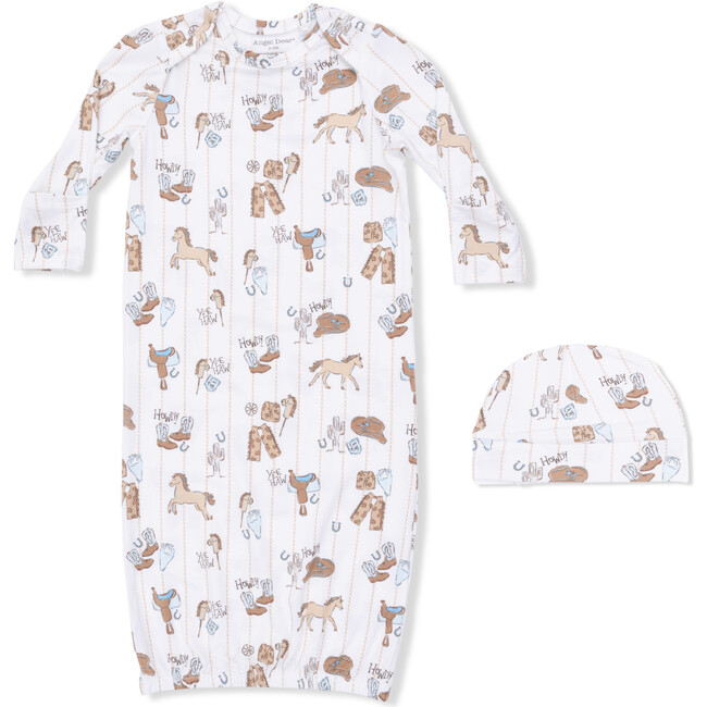 Cowboy Nursery - Lap Shoulder Gown & Beanie Hat