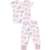 Rodeo Patches Pink - Short Sleeve Loungewear Set - Mixed Apparel Set - 1 - thumbnail