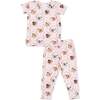 Farm Animals Floral Cameos Pink - Short Sleeve Loungewear Set - Mixed Apparel Set - 1 - thumbnail