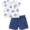 Soccer Balls Playing Soccer  Blue - Crew Neck Tee with Cargo Short - Mixed Apparel Set - 1 - thumbnail