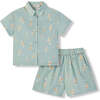 Swimming Koi Collar Button-Up Shirt & Shorts Set - Mixed Apparel Set - 1 - thumbnail
