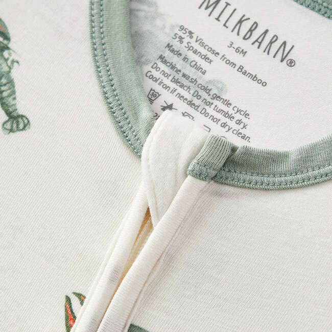 Mint Lobster Luxe Stretch Zipper Footed Romper - Footie Pajamas - 3