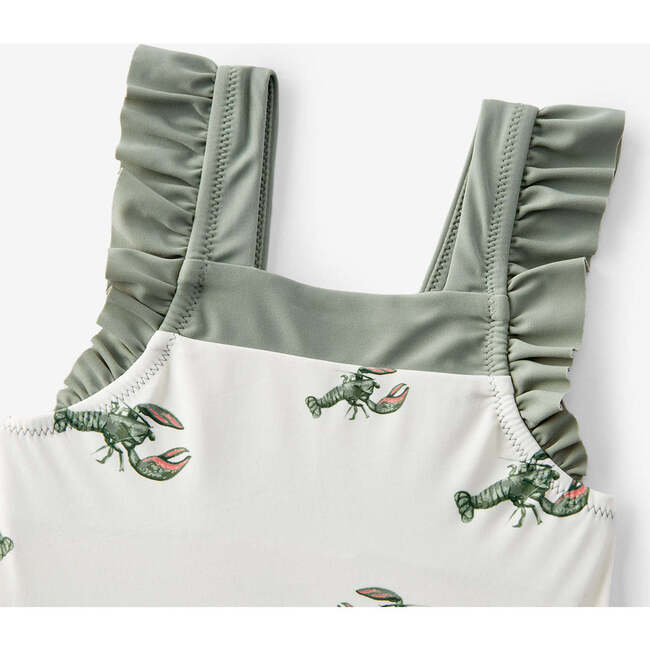 Mint Lobster Ruffle Square Neck Swimsuit