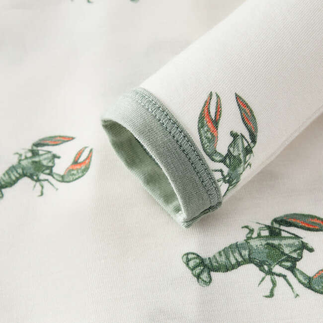 Mint Lobster Luxe Stretch Zipper Footed Romper - Footie Pajamas - 5