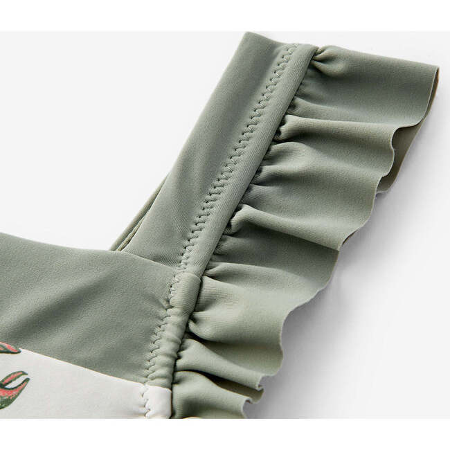 Mint Lobster Ruffle Square Neck Swimsuit - One Pieces - 3