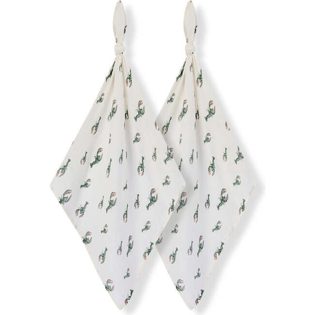Mint Lobster Bamboo Two-Piece Burp Cloth Set