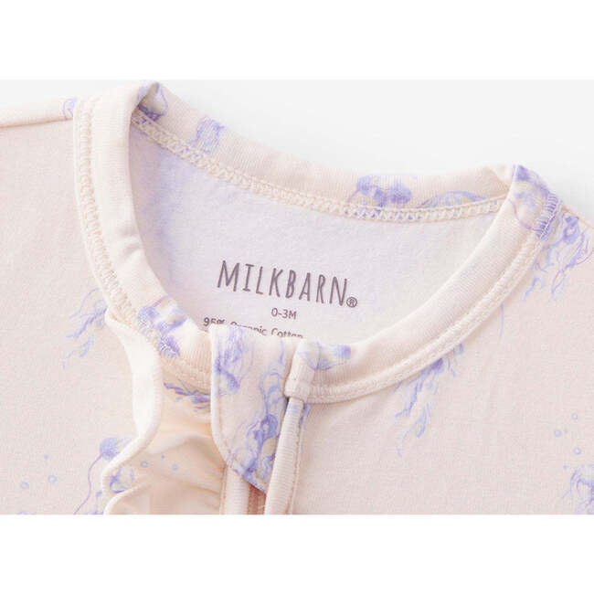 Sunset Jellyfish Cotton Stretch Ruffle Footed Romper