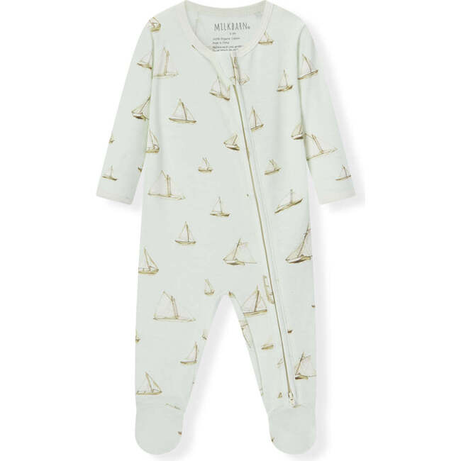 Sailboat Melody Organic Cotton Zipper Footed Romper