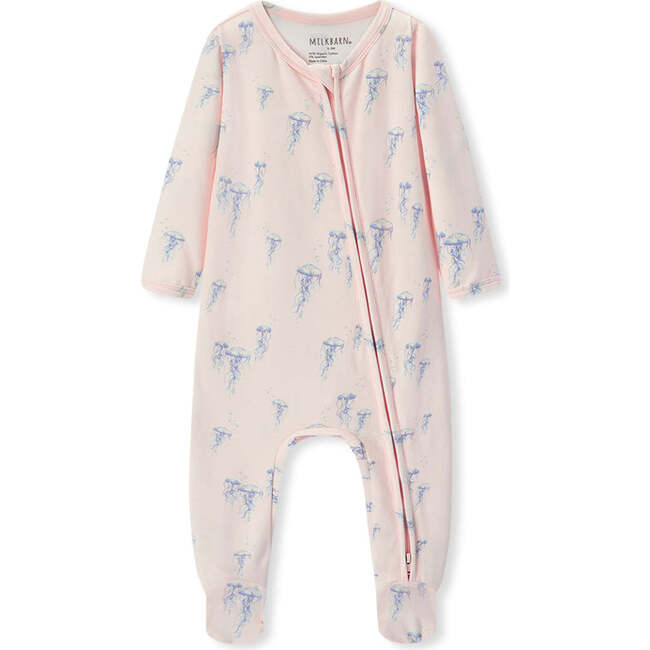 Sunset Jellyfish Cotton Stretch Zipper Footed Romper