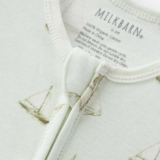 Sailboat Melody Organic Cotton Zipper Footed Romper