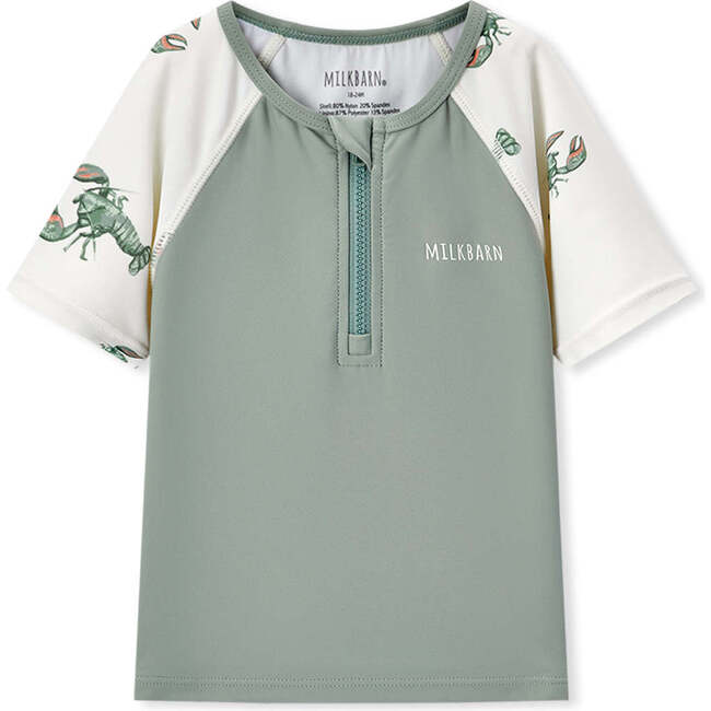 Mint Lobster Zipper Top & Swim Trunks