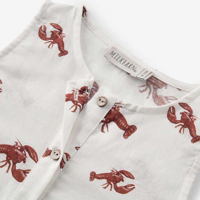 Cream Lobster Tank Top Shortall - Rompers - 3