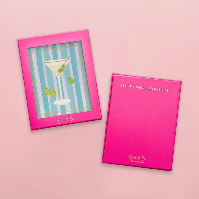 Watercolor Martini Greeting Card, Set of 6