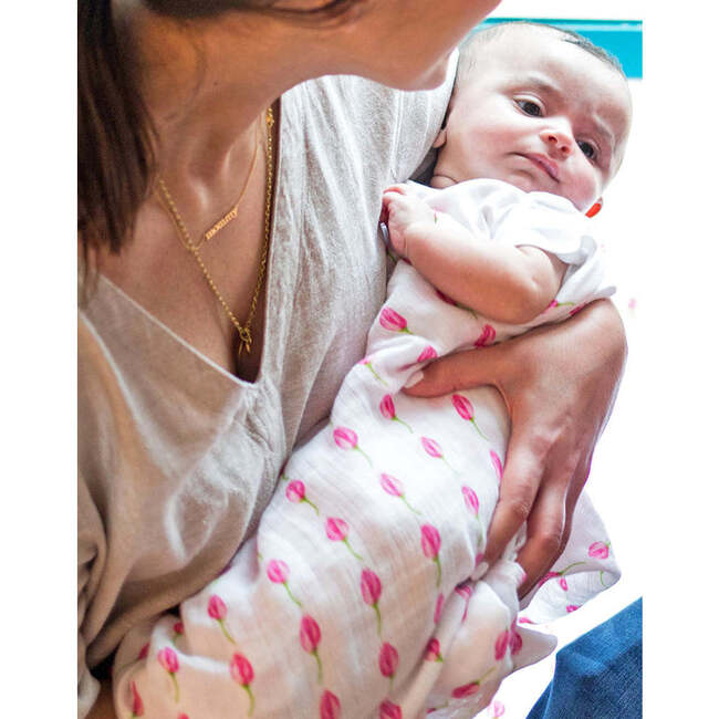 Organic Cotton Muslin Swaddle, Flower Bud