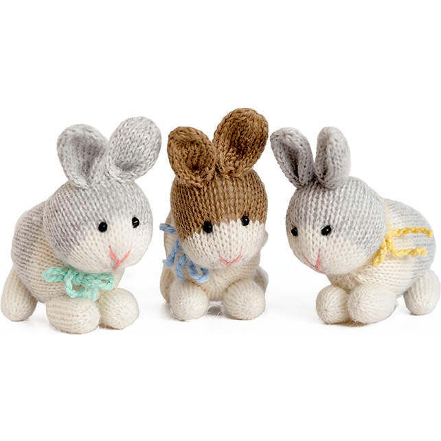 Set of 6 Knit Bunny Ornaments, Multi