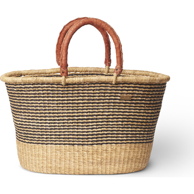 Bolga Rear Bike Basket, Natural/Black