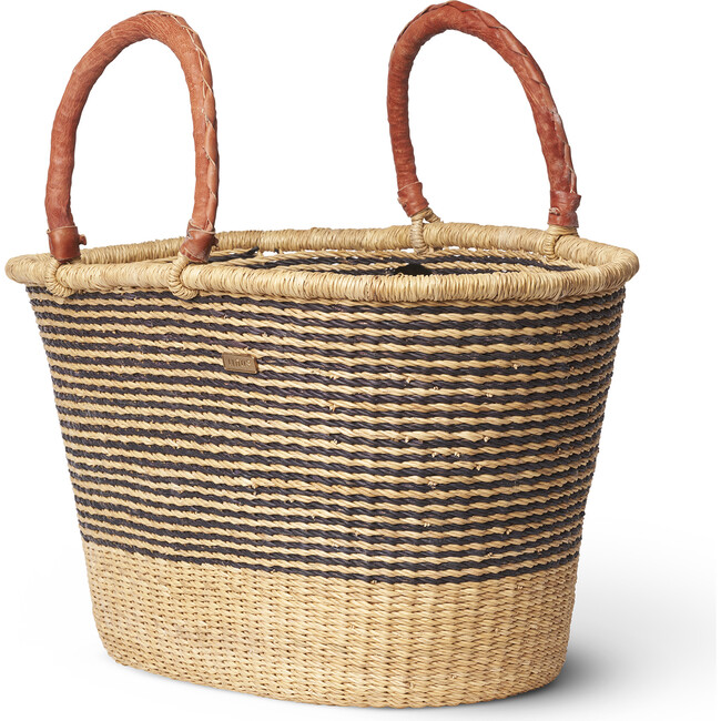Bolga Rear Bike Basket, Natural/Black