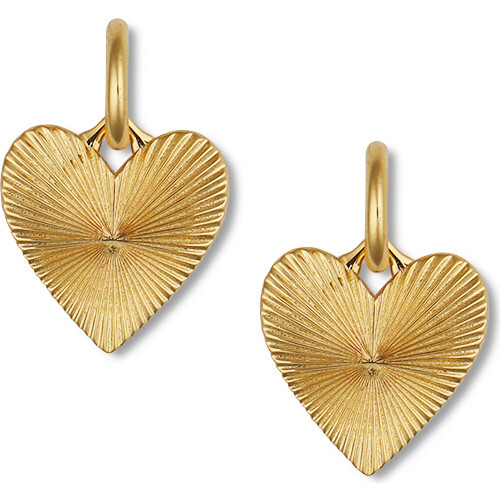 Ribbed Heart of Gold Huggies - Necklaces - 1