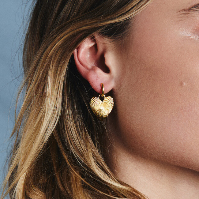 Ribbed Heart of Gold Huggies - Necklaces - 2