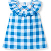 Gingham Ruffle Dress, Blue - Dresses - 1 - thumbnail