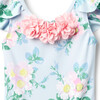 Recycled Floral Rosette Swimsuit, Blue - One Pieces - 2