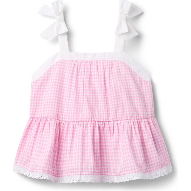 Gingham Peplum Top, Pink