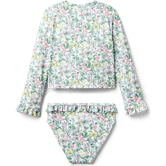 Recycled Floral Ruffle Rash Guard Swimsuit, Multi - Two Pieces - 3
