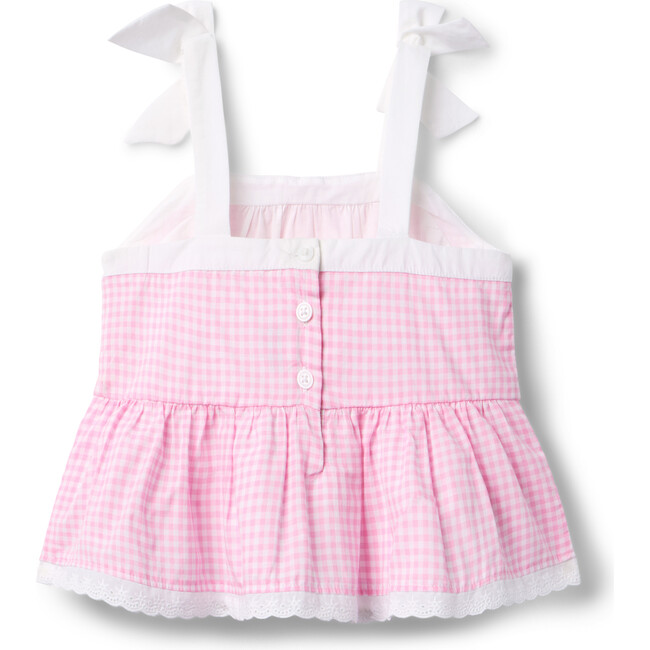 Gingham Peplum Top, Pink - Blouses - 3