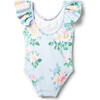 Recycled Floral Rosette Swimsuit, Blue - One Pieces - 3