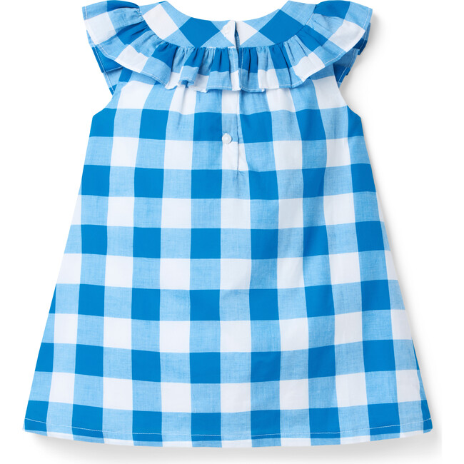Gingham Ruffle Dress, Blue - Dresses - 3
