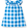 Gingham Ruffle Dress, Blue - Dresses - 3