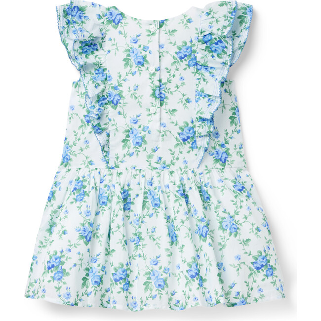 Floral Ruffle Dropwaist Dress, Blue - Dresses - 3