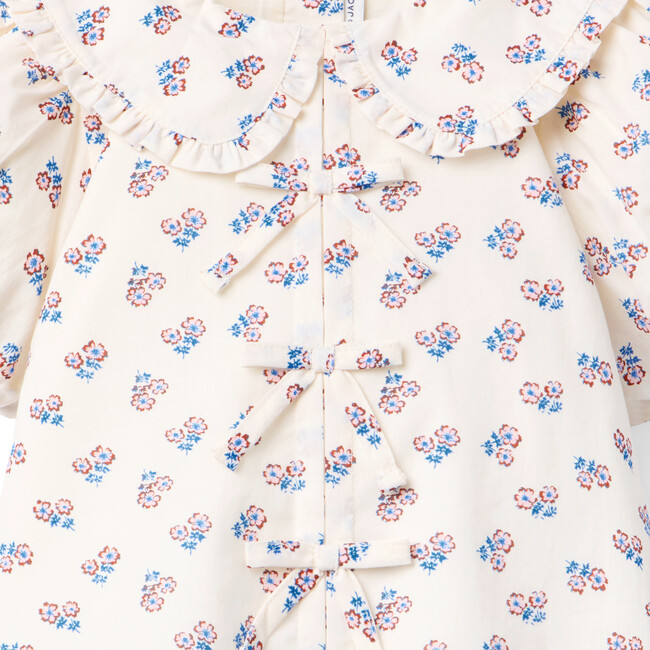 Ditsy Floral Collared Top, Ivory