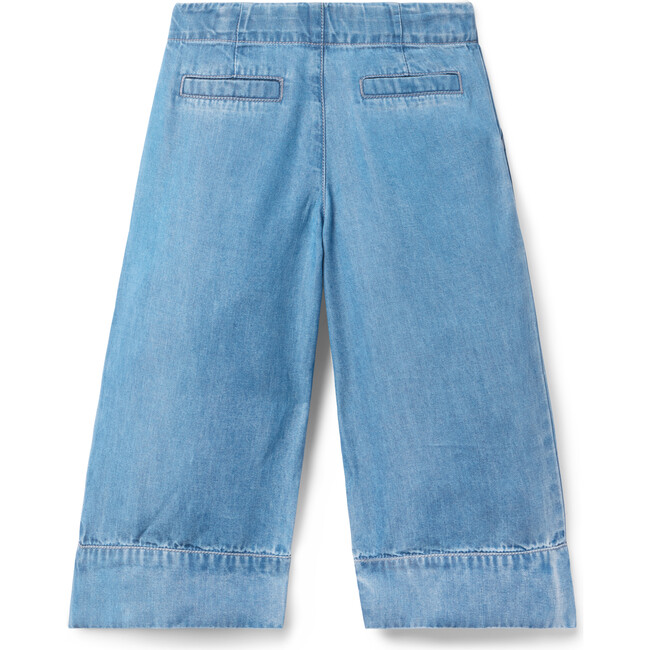 Chambray Wide Leg Pleated Pant