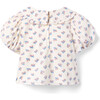 Ditsy Floral Collared Top, Ivory - Blouses - 3