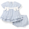 Baby Striped Seersucker Matching Set, Blue - Mixed Apparel Set - 1 - thumbnail