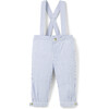 Baby Striped Seersucker Suspender Pant, Blue - Pants - 1 - thumbnail