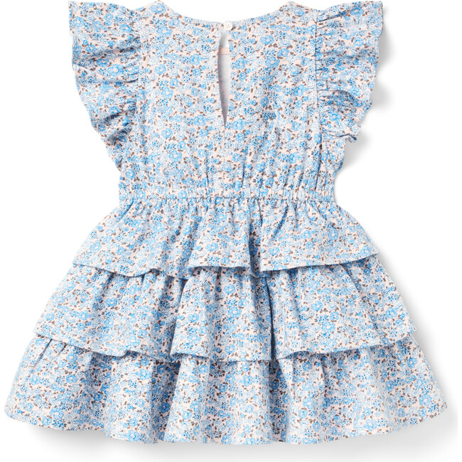 Ditsy Floral Tiered Ruffle Dress, Blue - Dresses - 3
