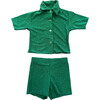 Patterned 3 Piece Swimsuit and Shorts Set, Green - Cover-Ups - 1 - thumbnail